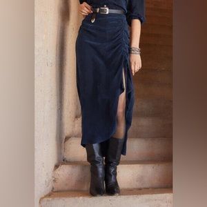 Blue Suede Midi Skirt